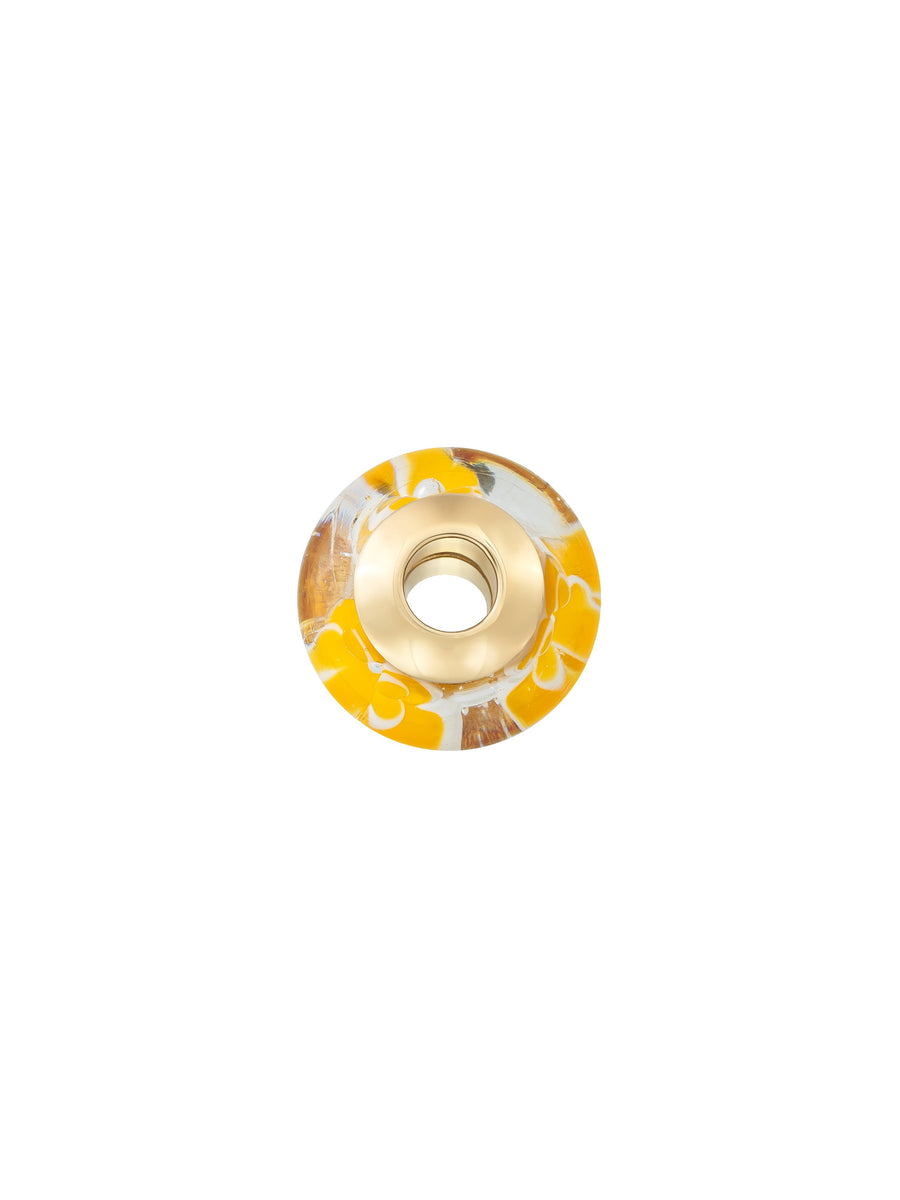 Yellow Flower Murano Glass Charm in 14K Gold