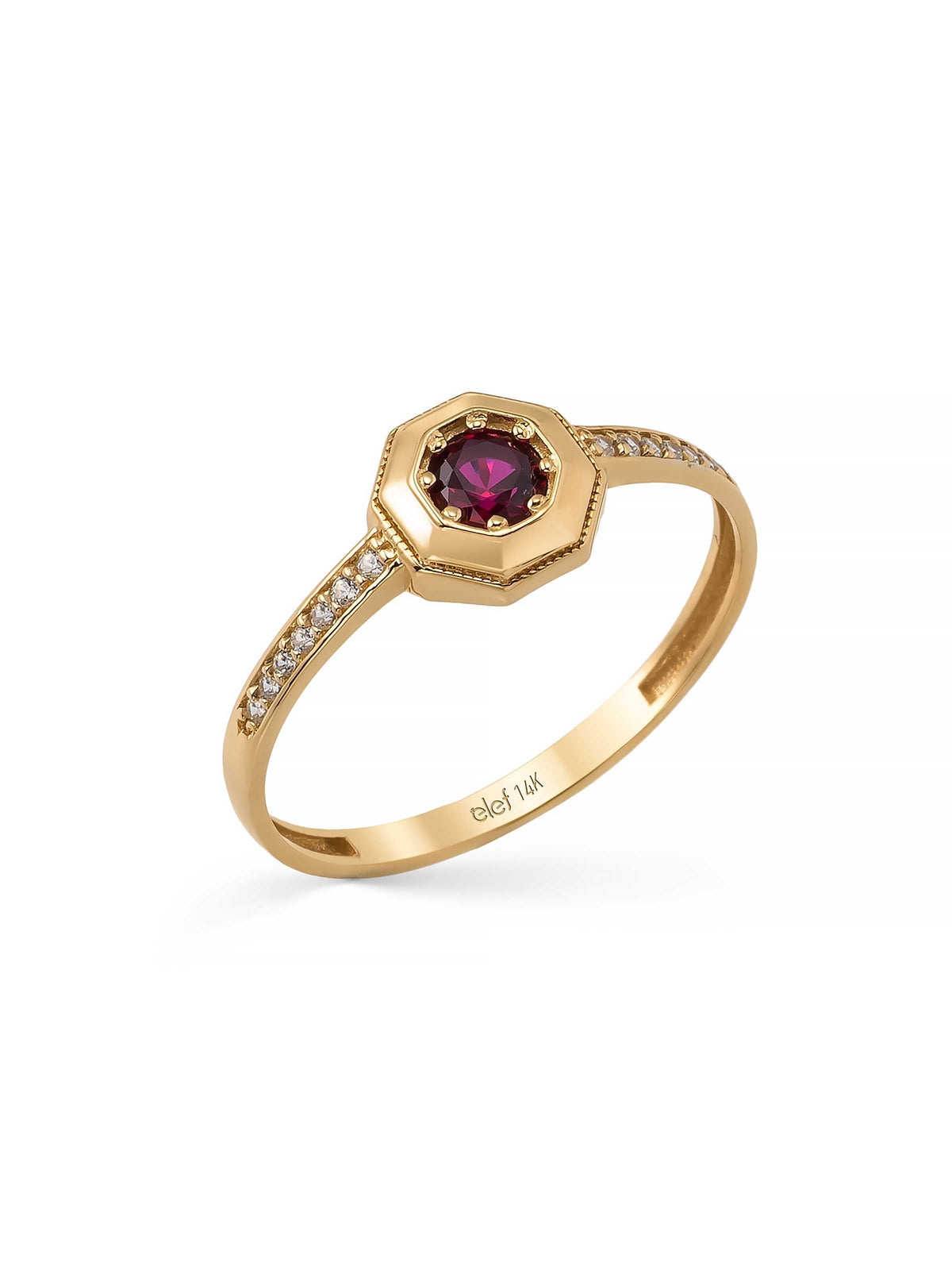 Sekizgen Ruby-Inspired Stone Vintage Ring in 14K Gold by Elef Jewelry