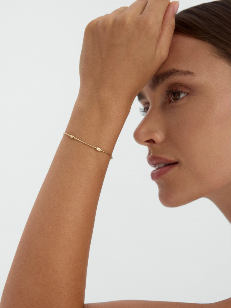 14K Gold Cylinder Snake Chain Bracelet