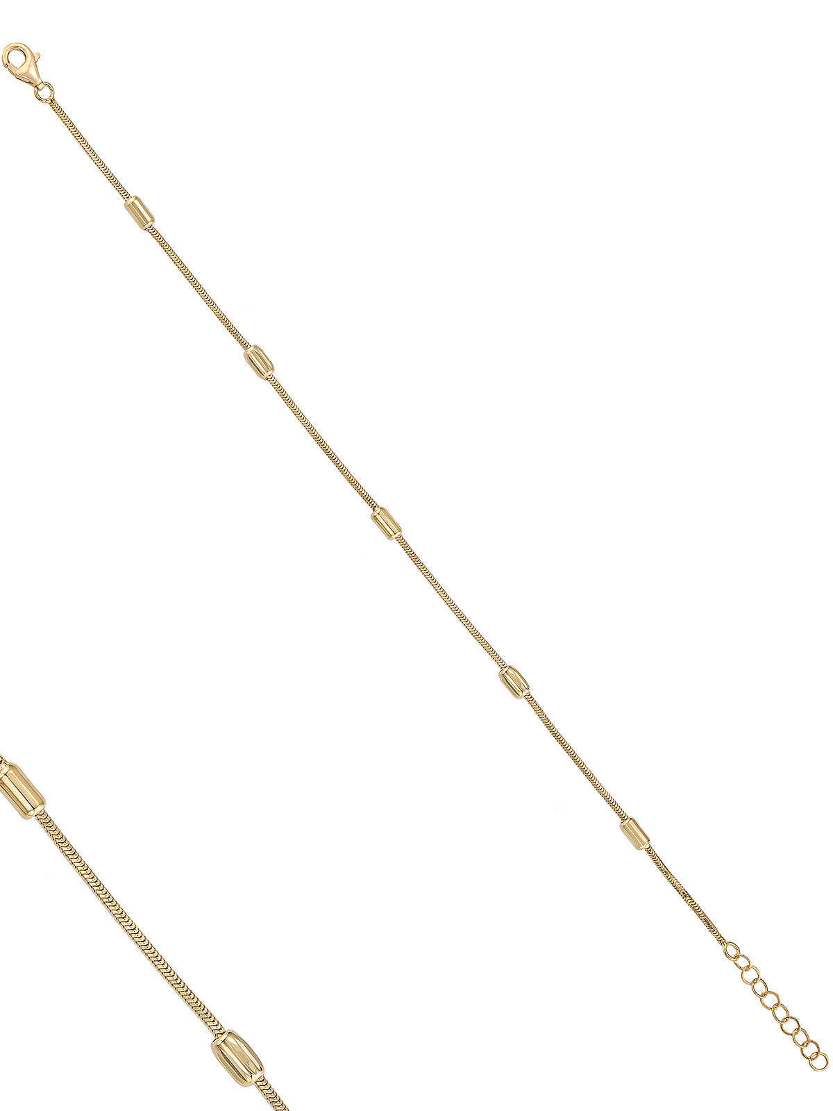 14K Gold Cylinder Snake Chain Bracelet by Elef Jewelry