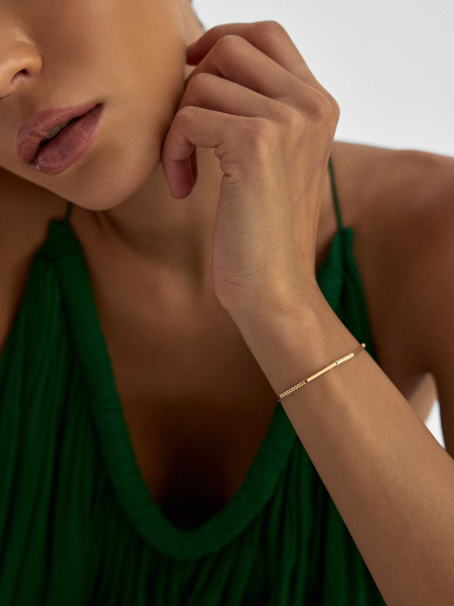 Cylinder & Dorika Bead Bracelet in 14K Gold