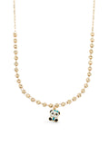 Row Dorika Bead Enamel Panda Necklace in 14K Gold by Elef Jewelry