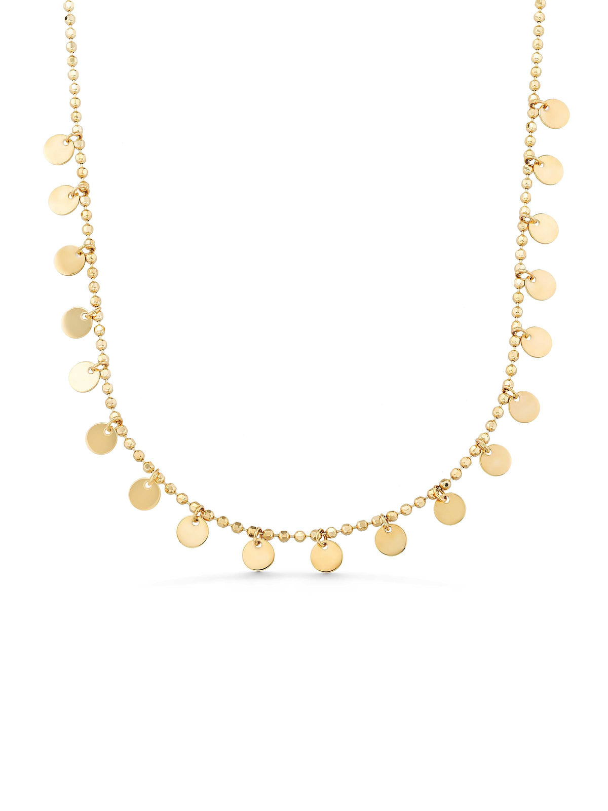 Row Dorika Bead Pul Necklace in 14K Gold by Elef Jewelry