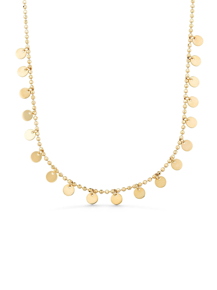 Row Dorika Bead Pul Necklace in 14K Gold