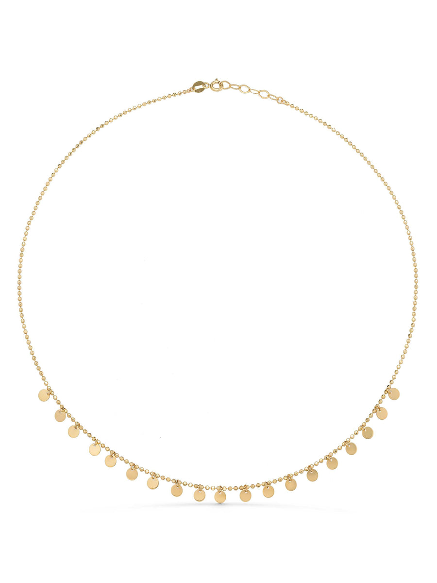 Row Dorika Bead Pul Necklace in 14K Gold