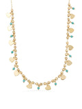Row Dorika Bead Drop Heart Turquoise Stone Necklace in 14K Gold by Elef Jewelry