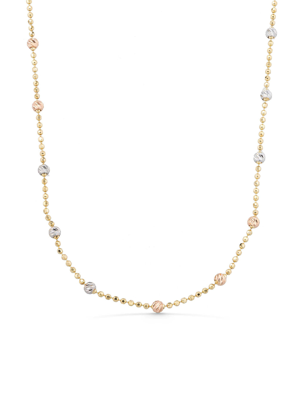 Row Dorika Bead Tri-Color Necklace in 14K Gold by Elef Jewelry