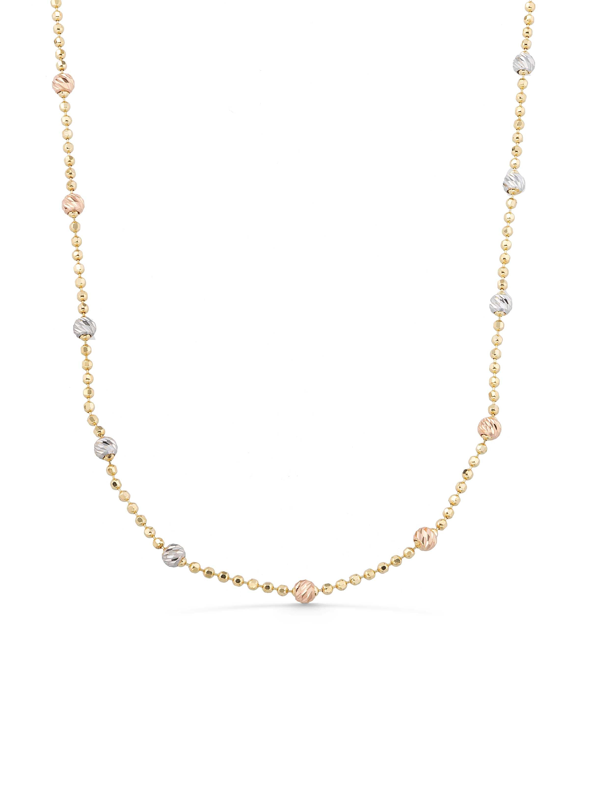 Row Dorika Bead Tri-Color Necklace in 14K Gold by Elef Jewelry