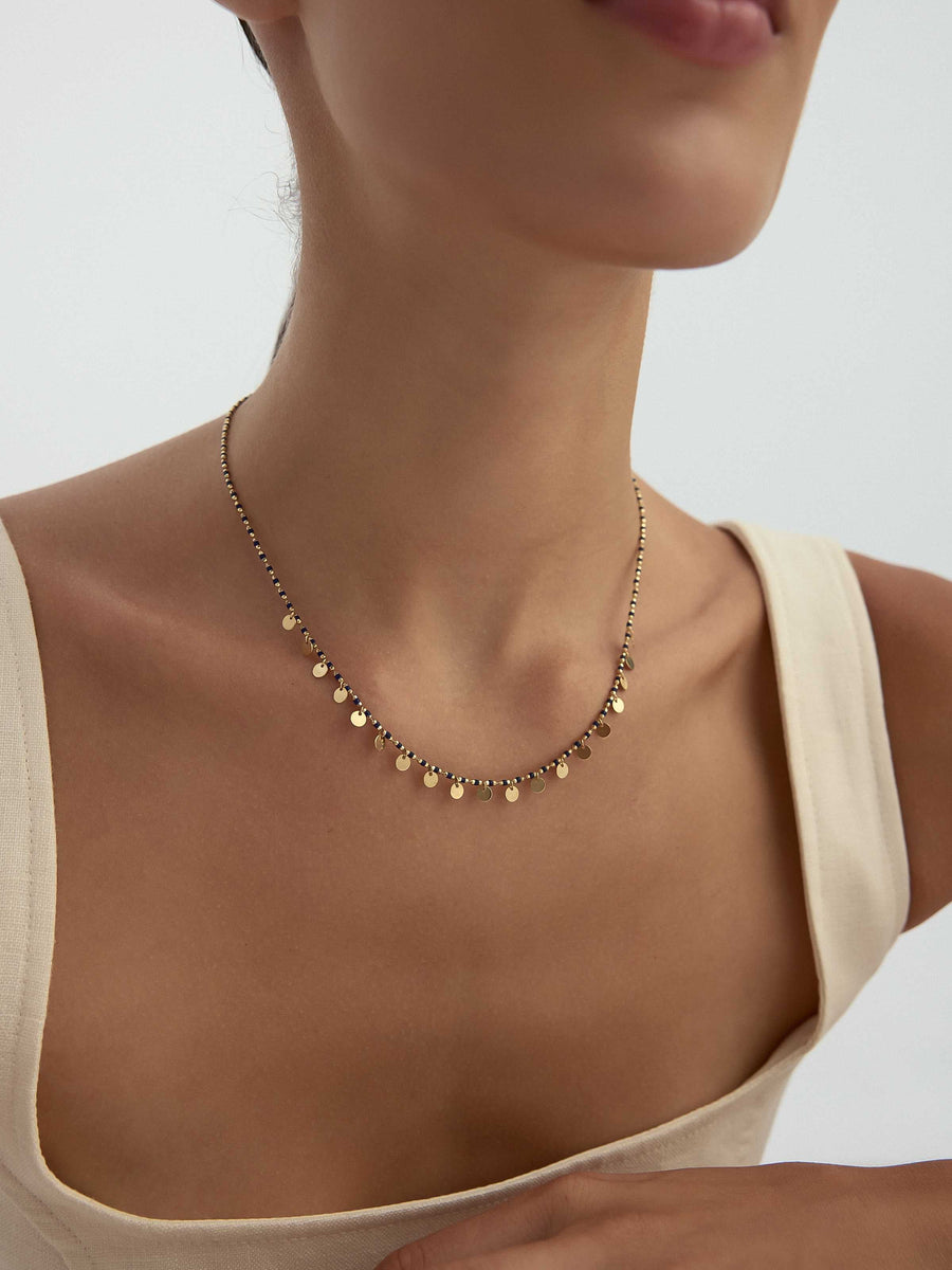 Row Disc Accents Necklace in 14K Gold