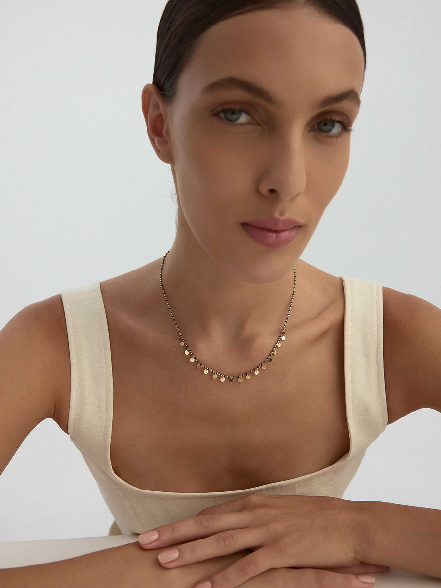 Row Disc Accents Necklace in 14K Gold