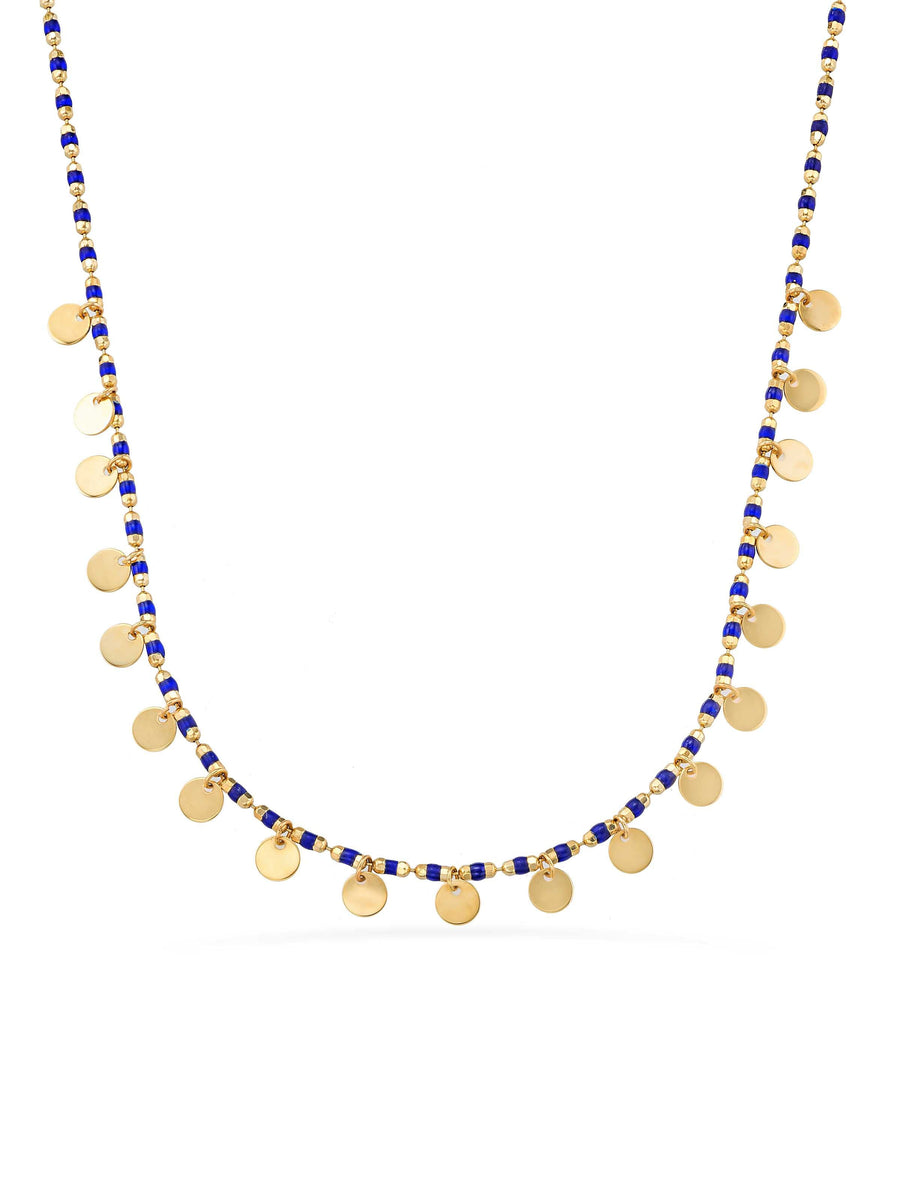 Row Disc Accents Necklace in 14K Gold