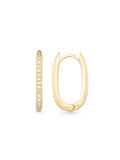 Stone-Set Oval Form Earrings in 14K Gold by Elef Jewelry