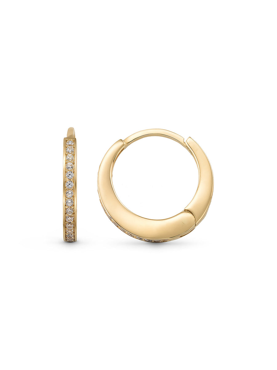 Stone-Set Domed Hoop Earrings in 14K Gold