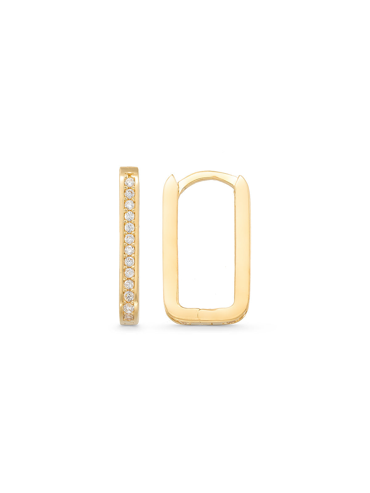 Stone-Set Rectangular Form Earrings in 14K Gold by Elef Jewelry