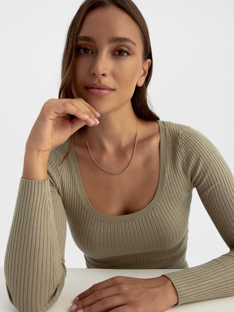 Row Tri-Color Dorika Bead Necklace in 14K Gold