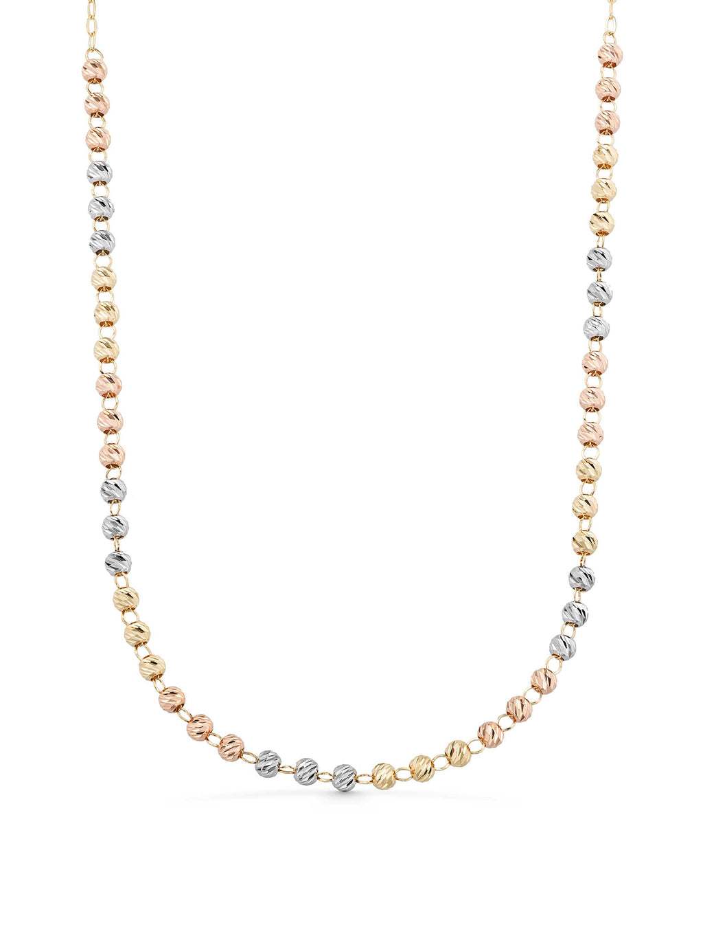Row Tri-Color Dorika Bead Necklace in 14K Gold by Elef Jewelry