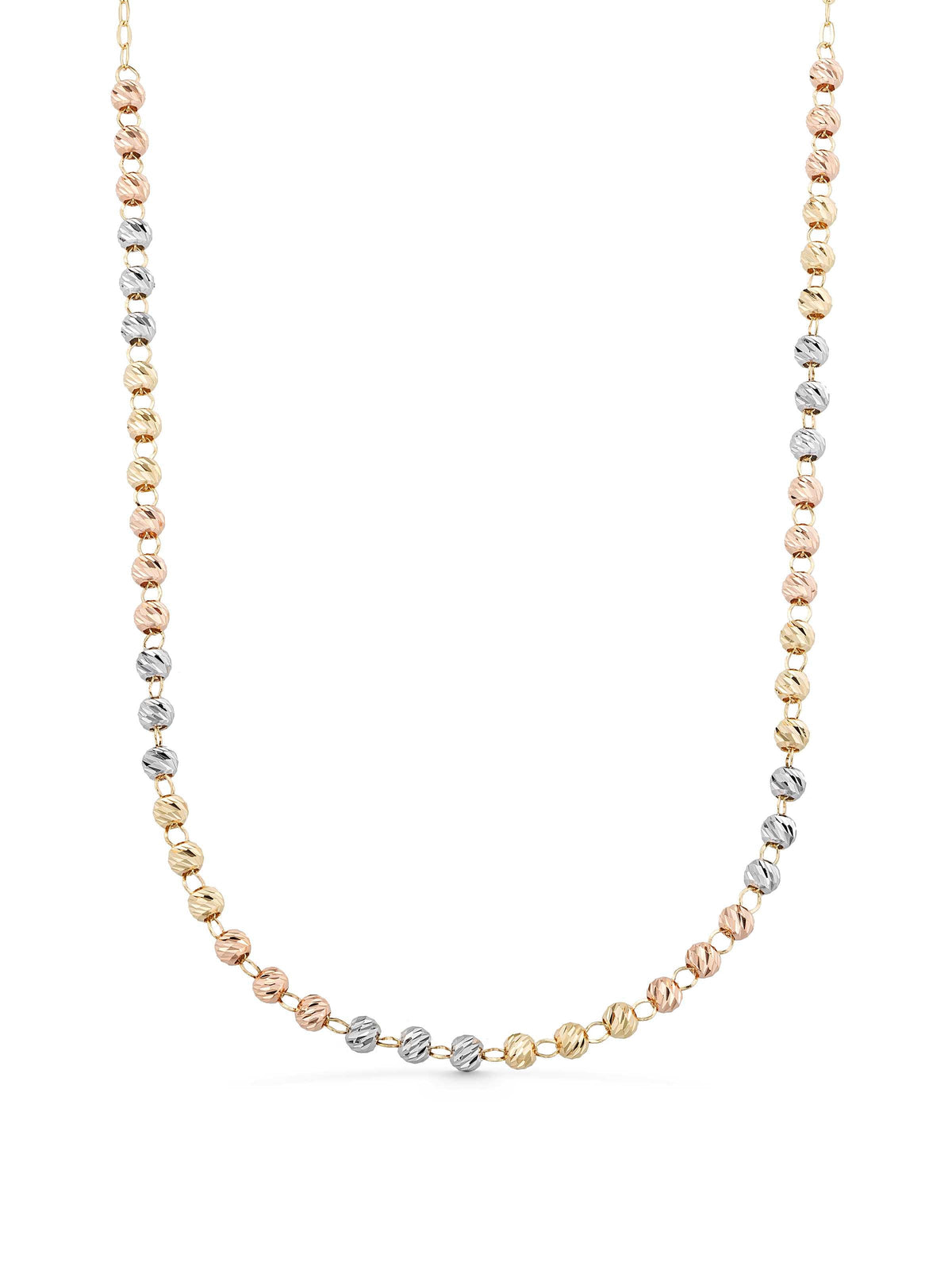Row Tri-Color Dorika Bead Necklace in 14K Gold by Elef Jewelry
