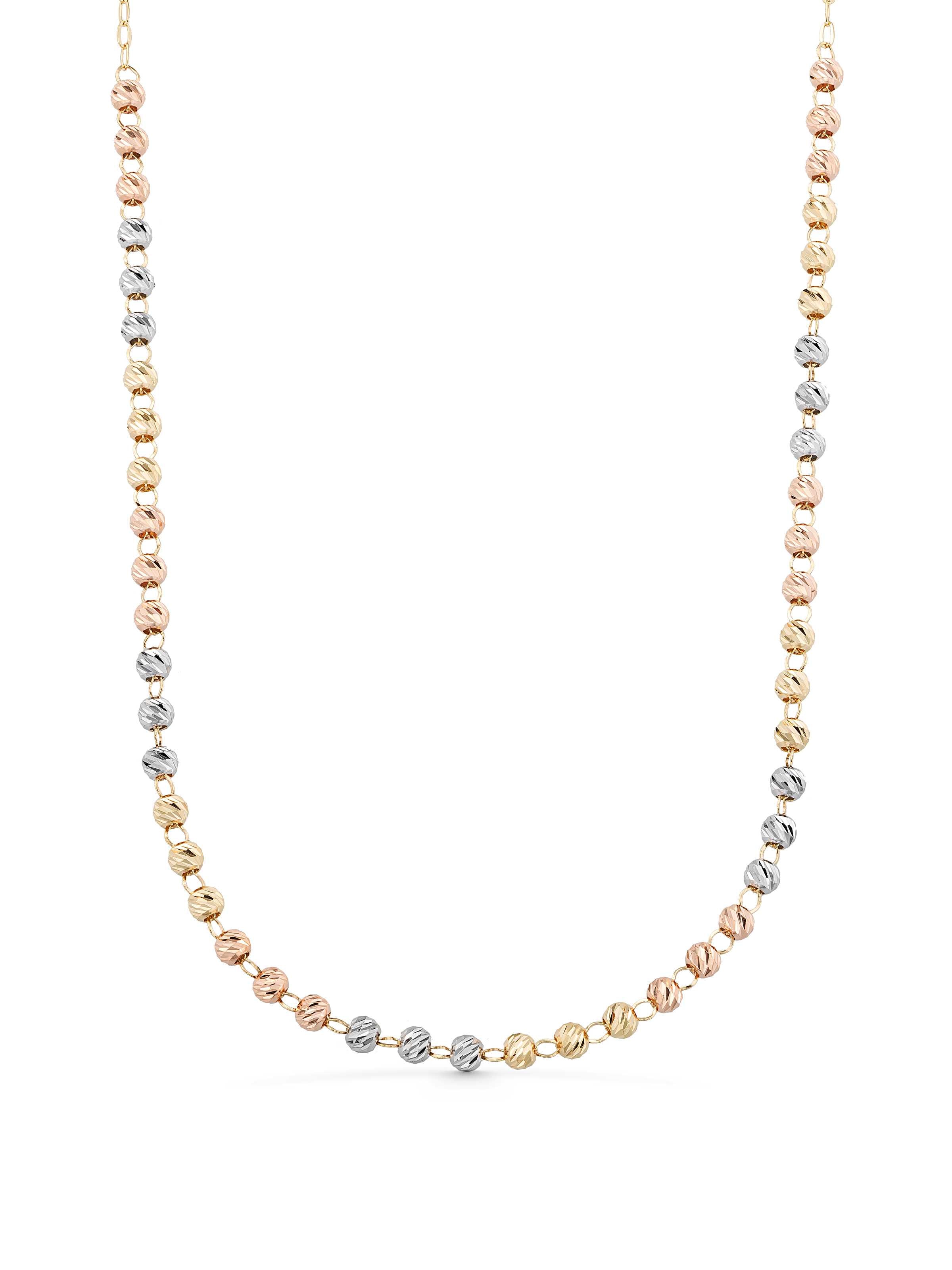Row Tri-Color Dorika Bead Necklace in 14K Gold by Elef Jewelry