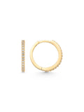 Row White Stone Slim Hoop Earrings in 14K Gold by Elef Jewelry