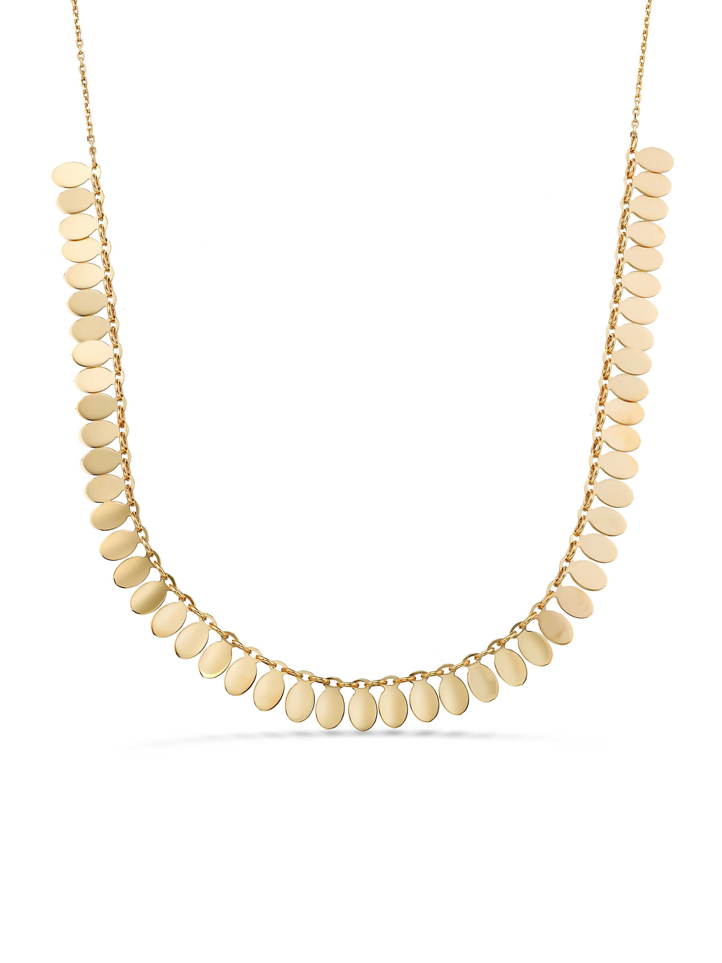 Row Oval Form Necklace in 14K Gold by Elef Jewelry
