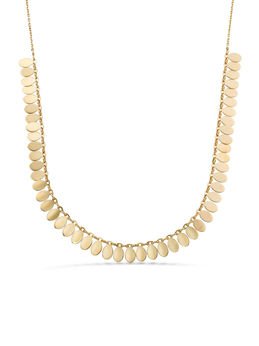Row Oval Form Necklace in 14K Gold