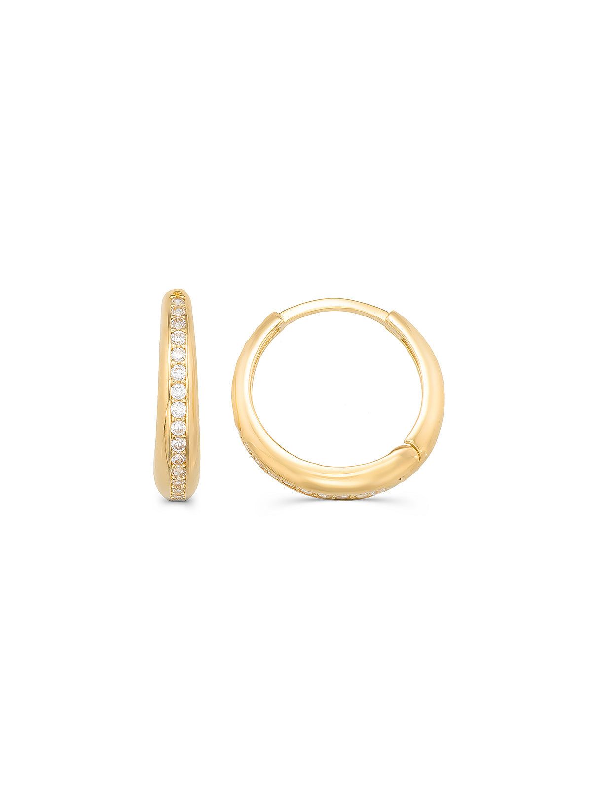 Stone-Set Domed Hoop Earrings in 14K Gold by Elef Jewelry