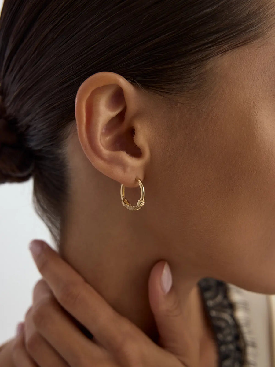 Stone-Set Hoop Earrings in 14K Gold