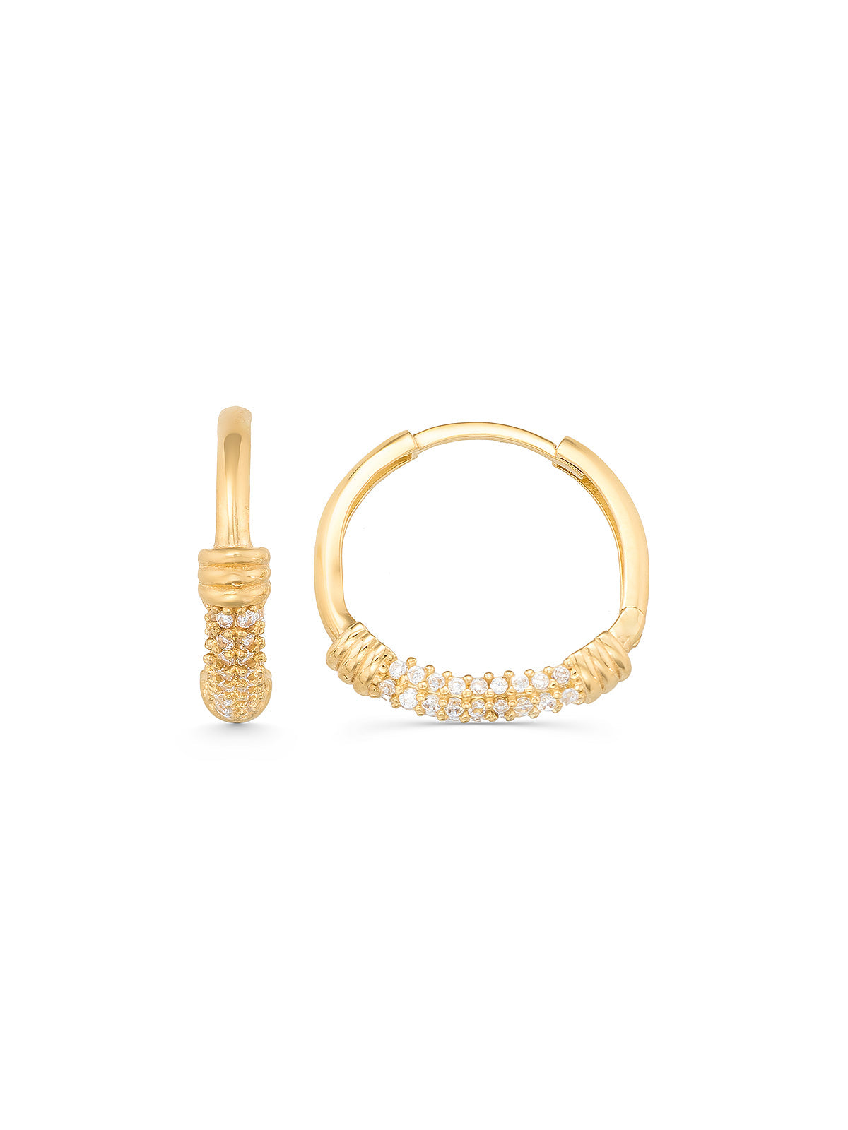 Stone-Set Hoop Earrings in 14K Gold by Elef Jewelry