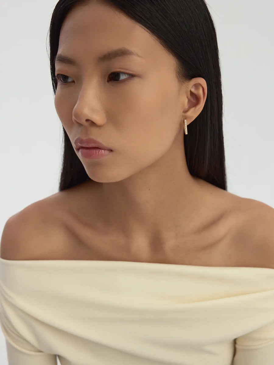 Stone-Set Square Earrings in 14K Gold
