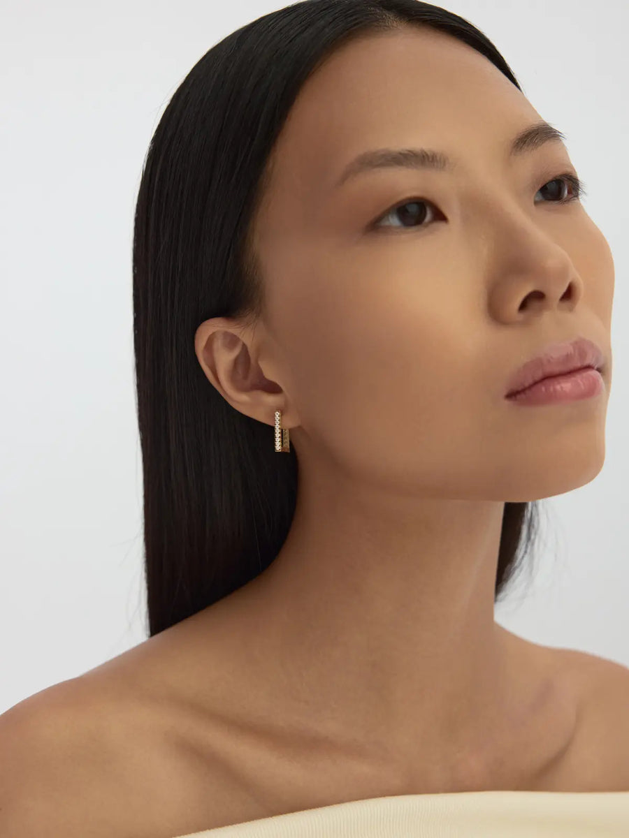 Stone-Set Square Earrings in 14K Gold