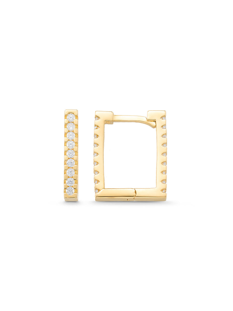 Stone-Set Square Earrings in 14K Gold