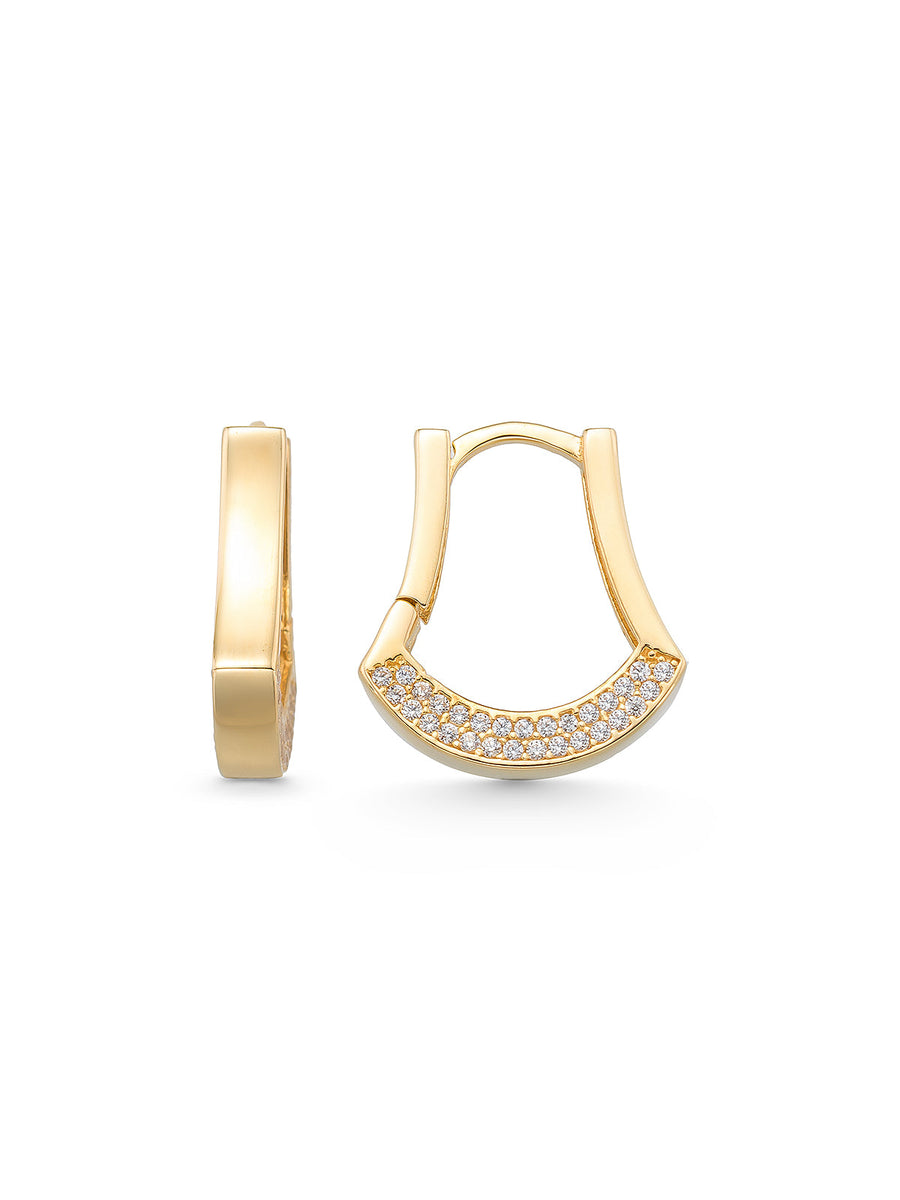Stone-Set Kemer Form Earrings in 14K Gold