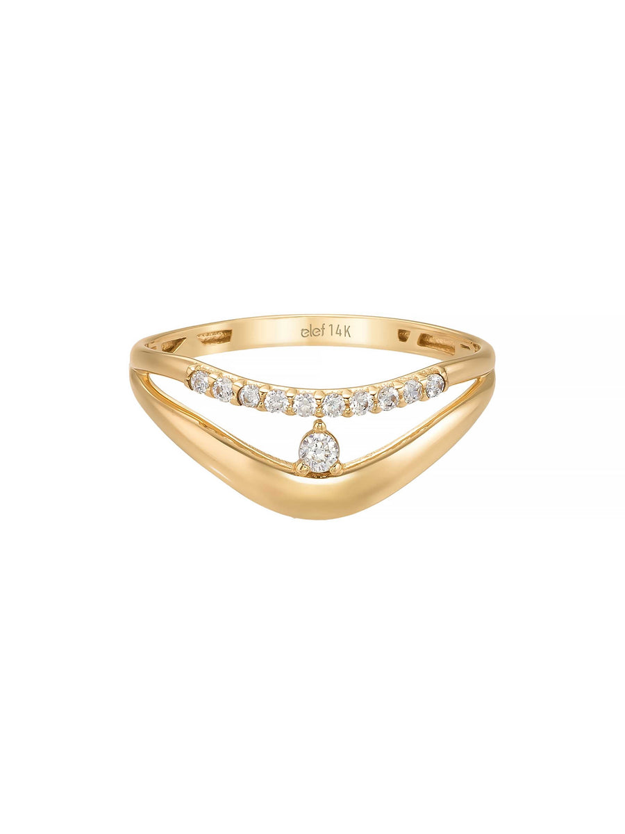 Stone-Set V Form Ring in 14K Gold