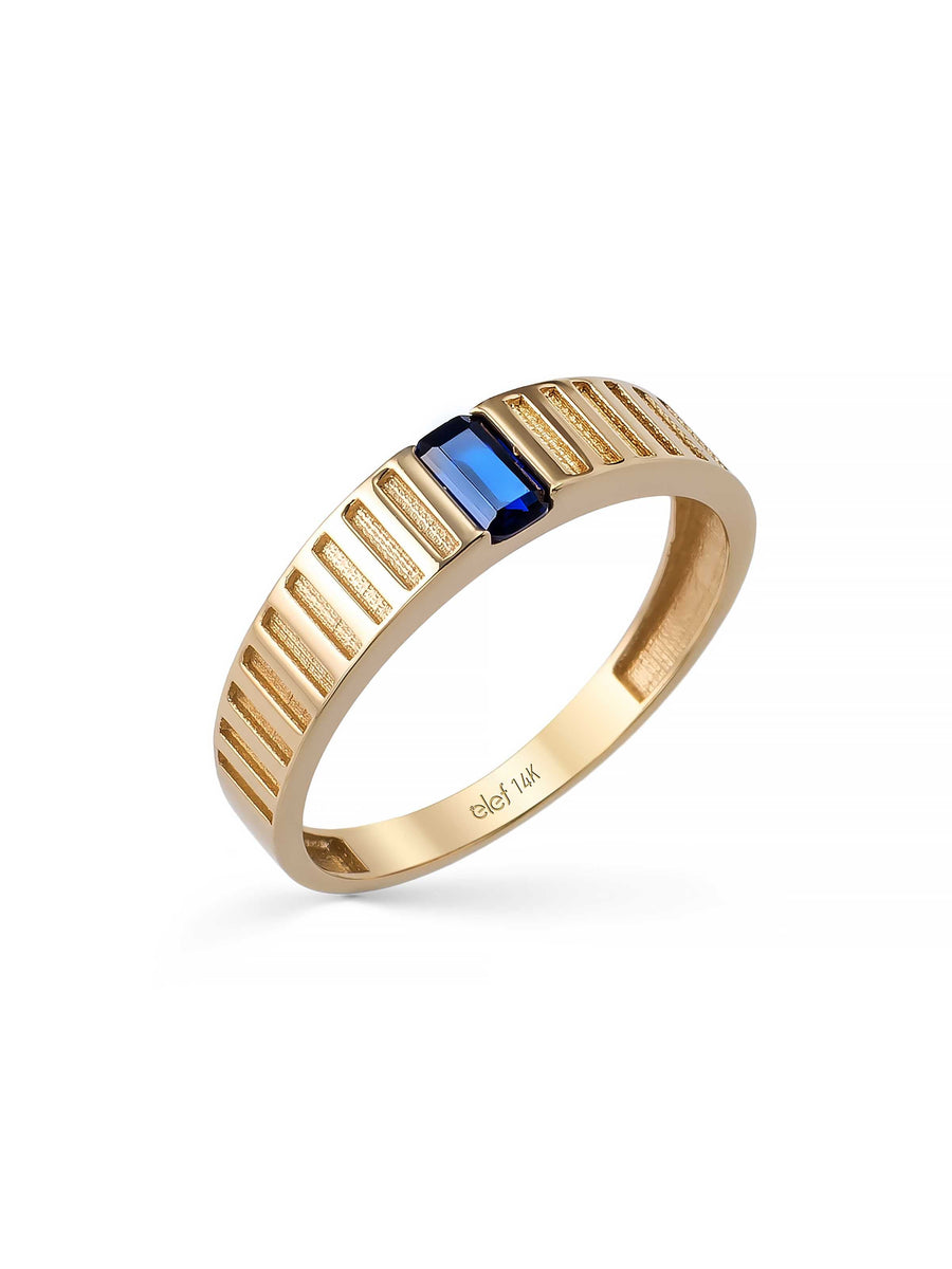Black Baguette Stone Ring in 14K Gold