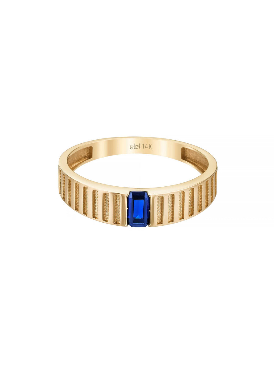 Black Baguette Stone Ring in 14K Gold