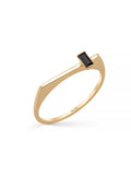 Black Baguette Stone Ring in 14K Gold by Elef Jewelry