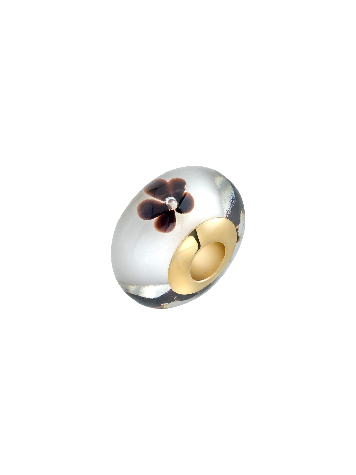 Black Flower Murano Glass Charm in 14K Gold by Elef Jewelry