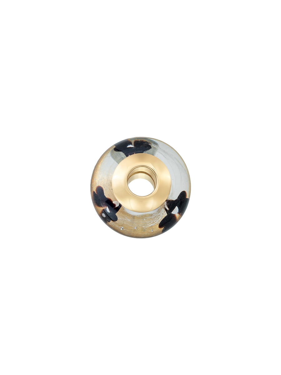 Black Flower Murano Glass Charm in 14K Gold