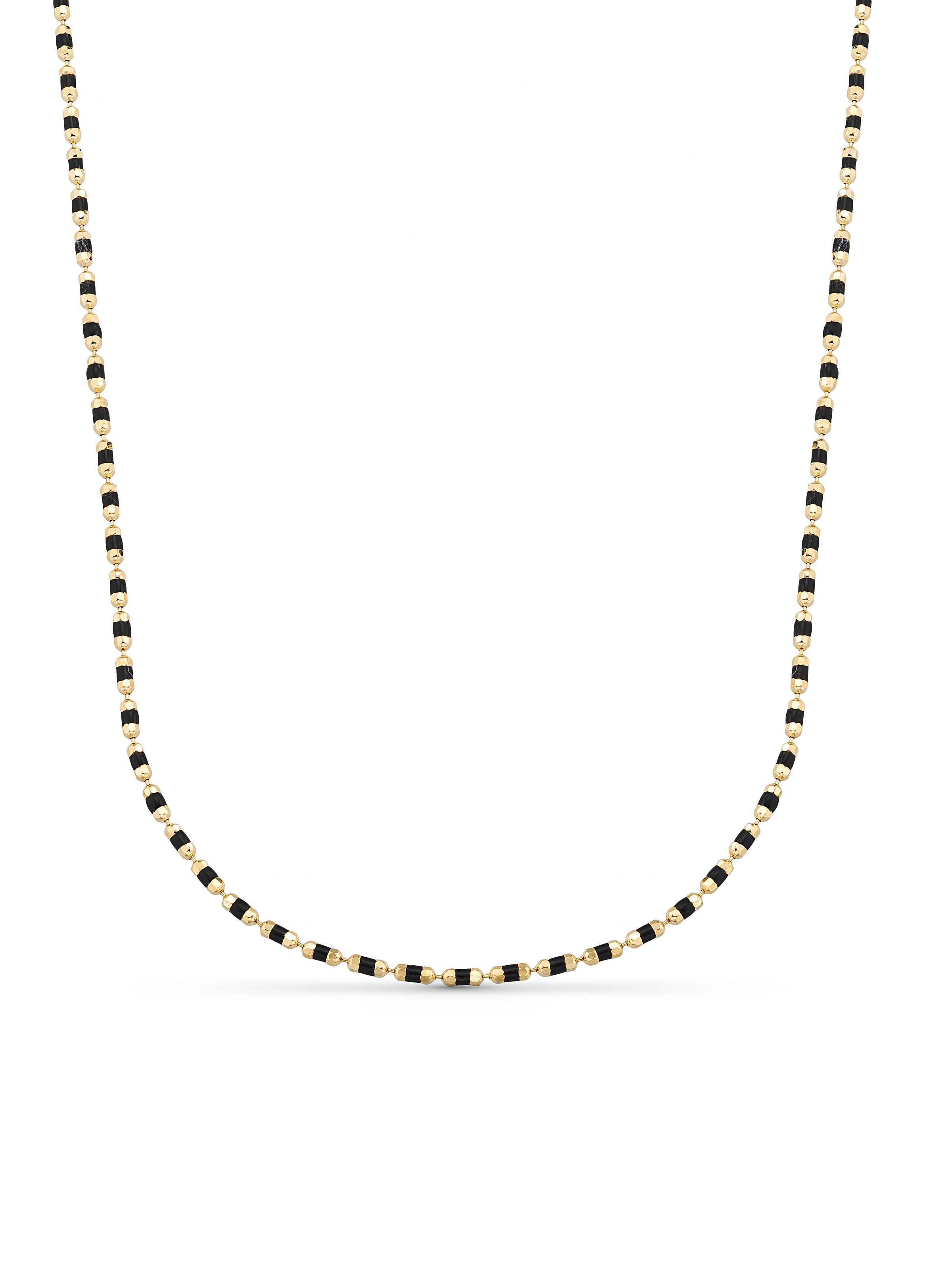 Black Enamel Necklace in 14K Gold by Elef Jewelry