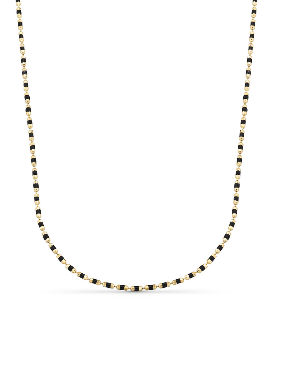 Black Enamel Necklace in 14K Gold