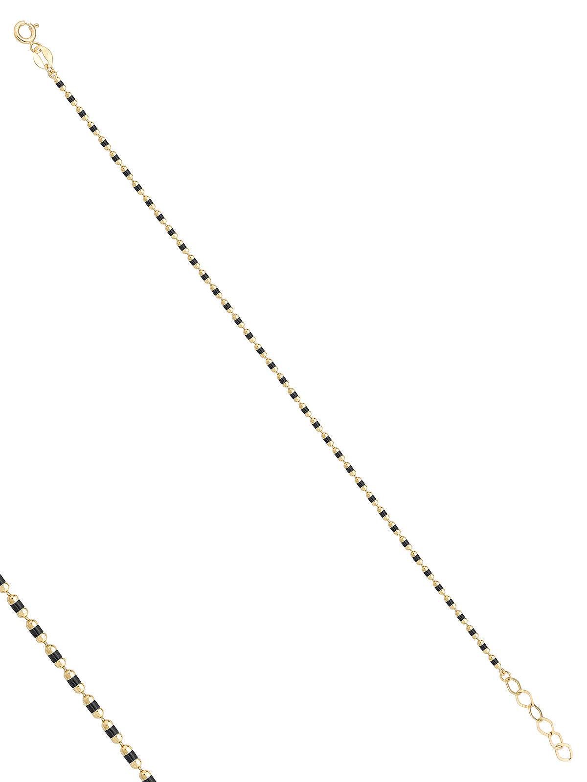 Black Enamel Chain Form Bracelet in 14K Gold by Elef Jewelry