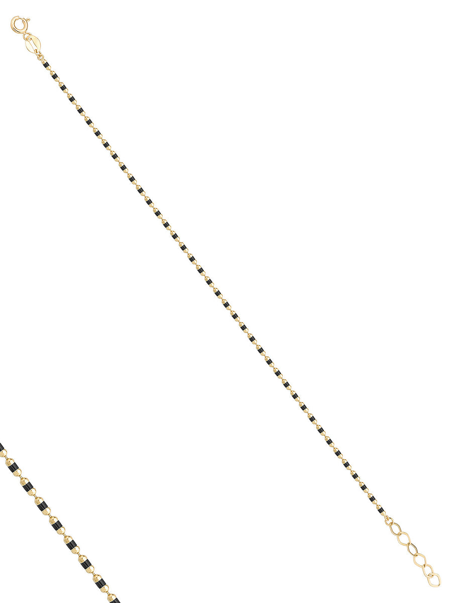 Black Enamel Chain Form Bracelet in 14K Gold