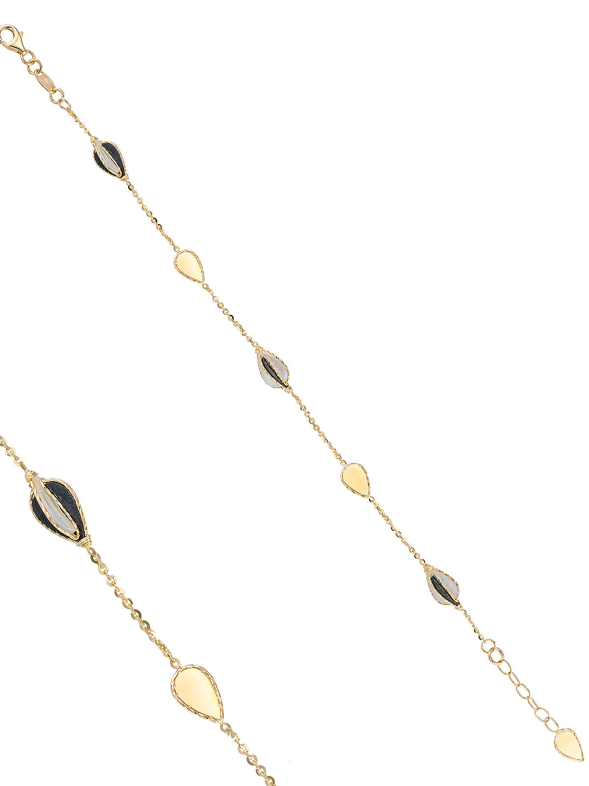 Black Enamel Drop Bracelet in 14K Gold by Elef Jewelry