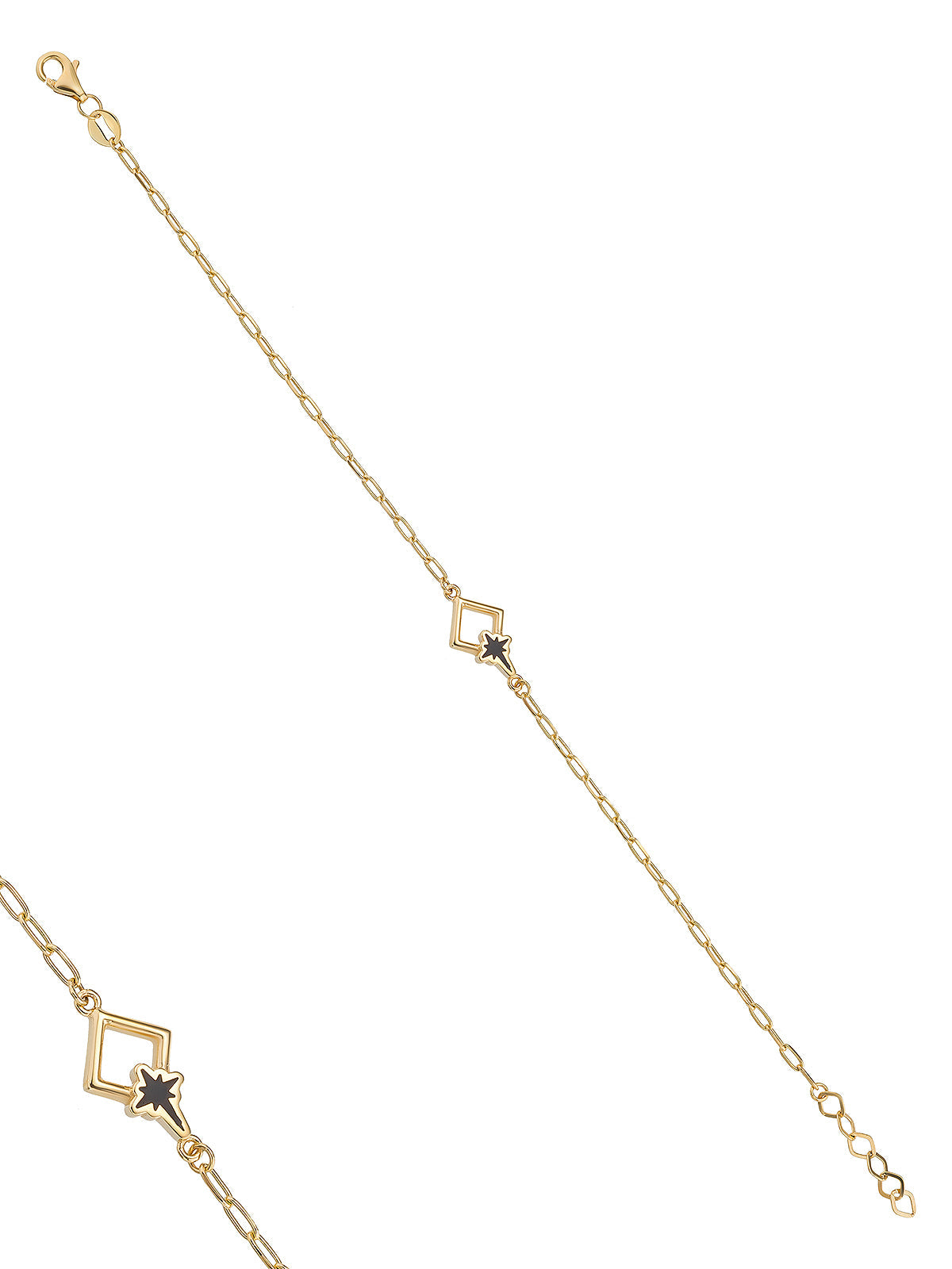 Black Enamel Kutup Star Bracelet in 14K Gold by Elef Jewelry