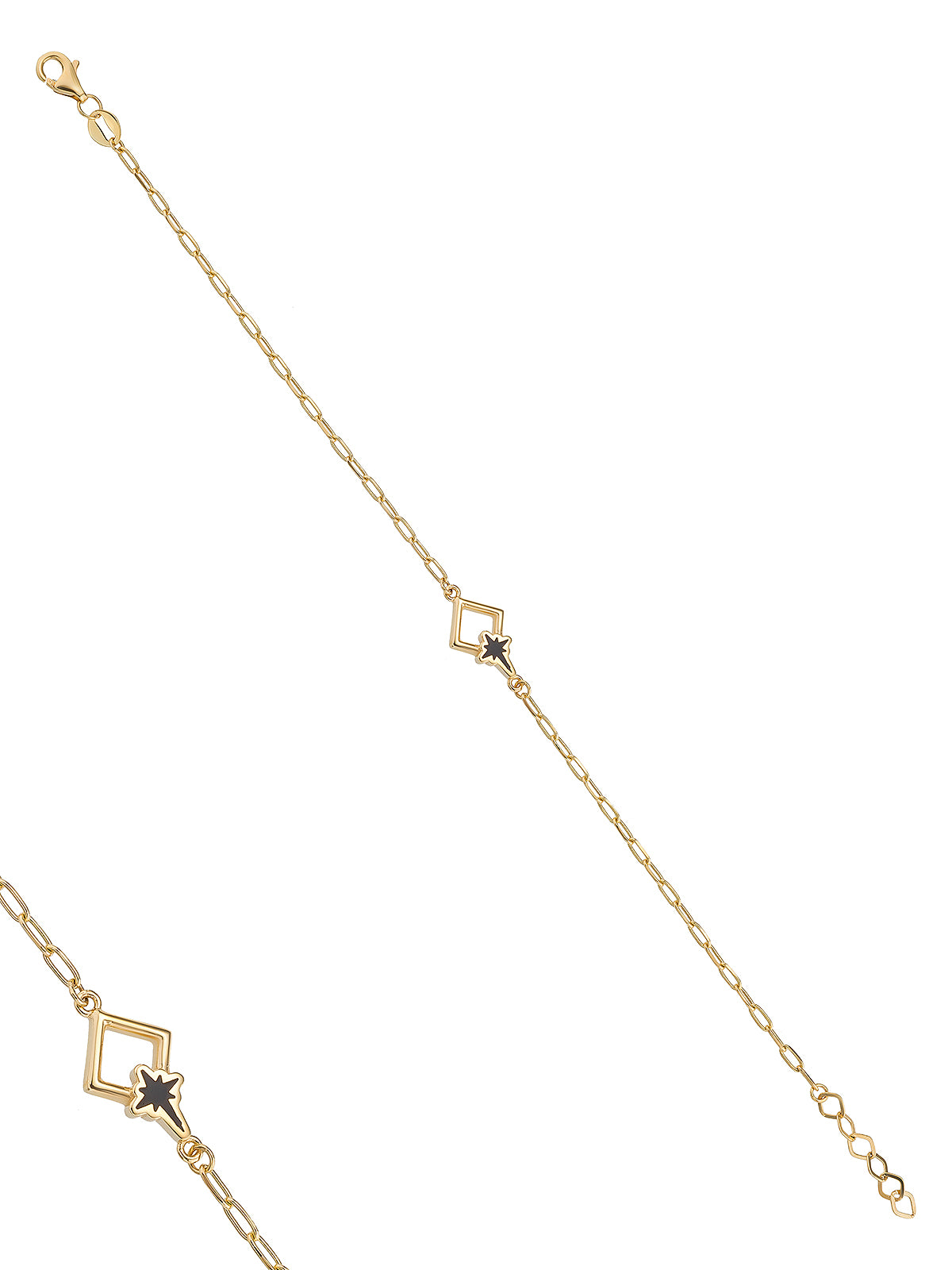 Black Enamel Kutup Star Bracelet in 14K Gold by Elef Jewelry