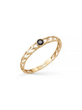 Black Stone Chevron Patterned Ring in 14K Gold by Elef Jewelry