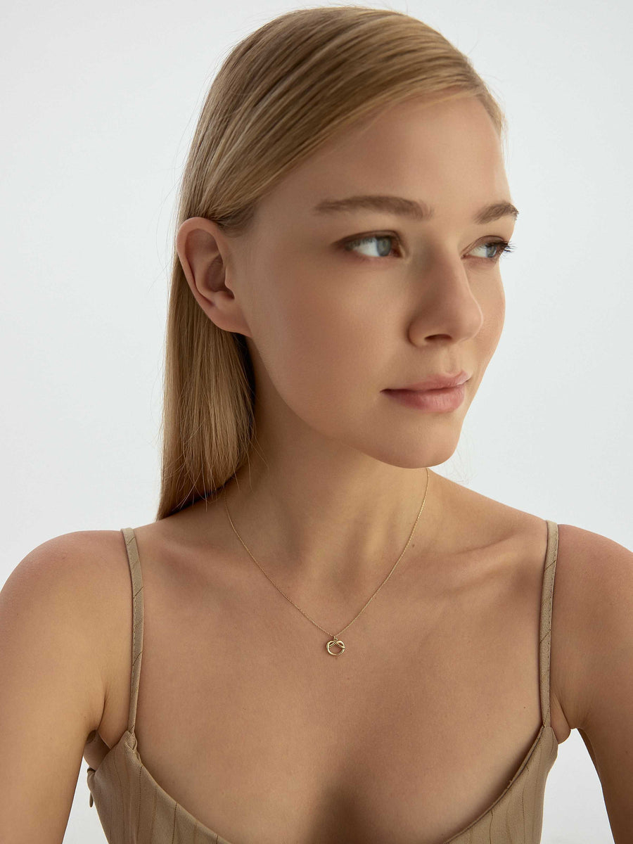 Infinity Esintili Hoop Necklace in 14K Gold