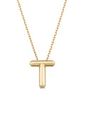Letter T Classic Initial Necklace in 14K Gold by Elef Jewelry