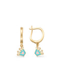Crown Enamel Kids Hoop Earrings in 14K Gold by Elef Jewelry