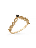 Crown Form Black Stone Vintage Ring in 14K Gold by Elef Jewelry